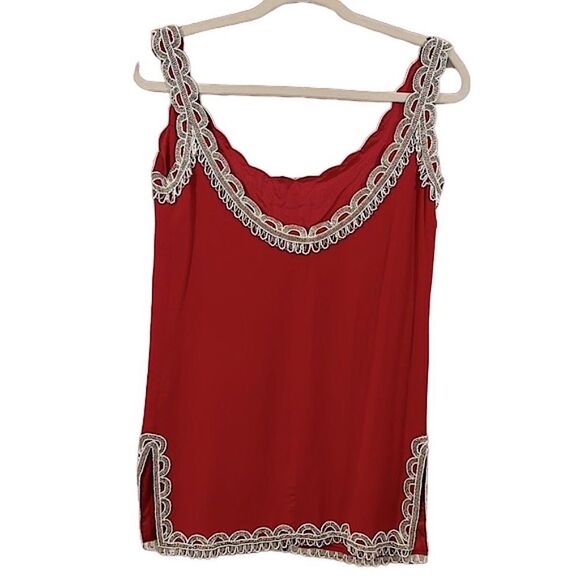 80s Hand Beaded Tunic Medium Vintage Red - Picture 14 of 14